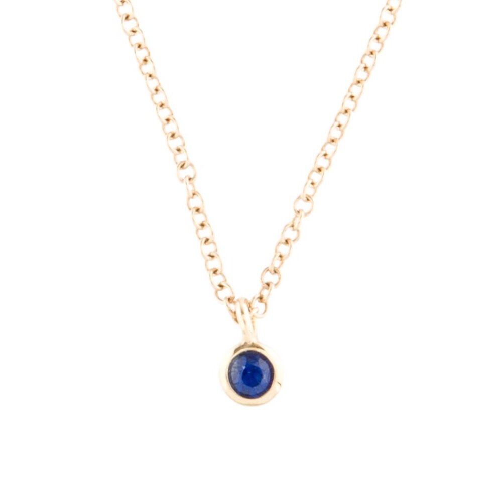 EF COLLECTION 14K YELLOW GOLD  SAPPHIRE PENDANT NECKLACE - Picture 3 of 9